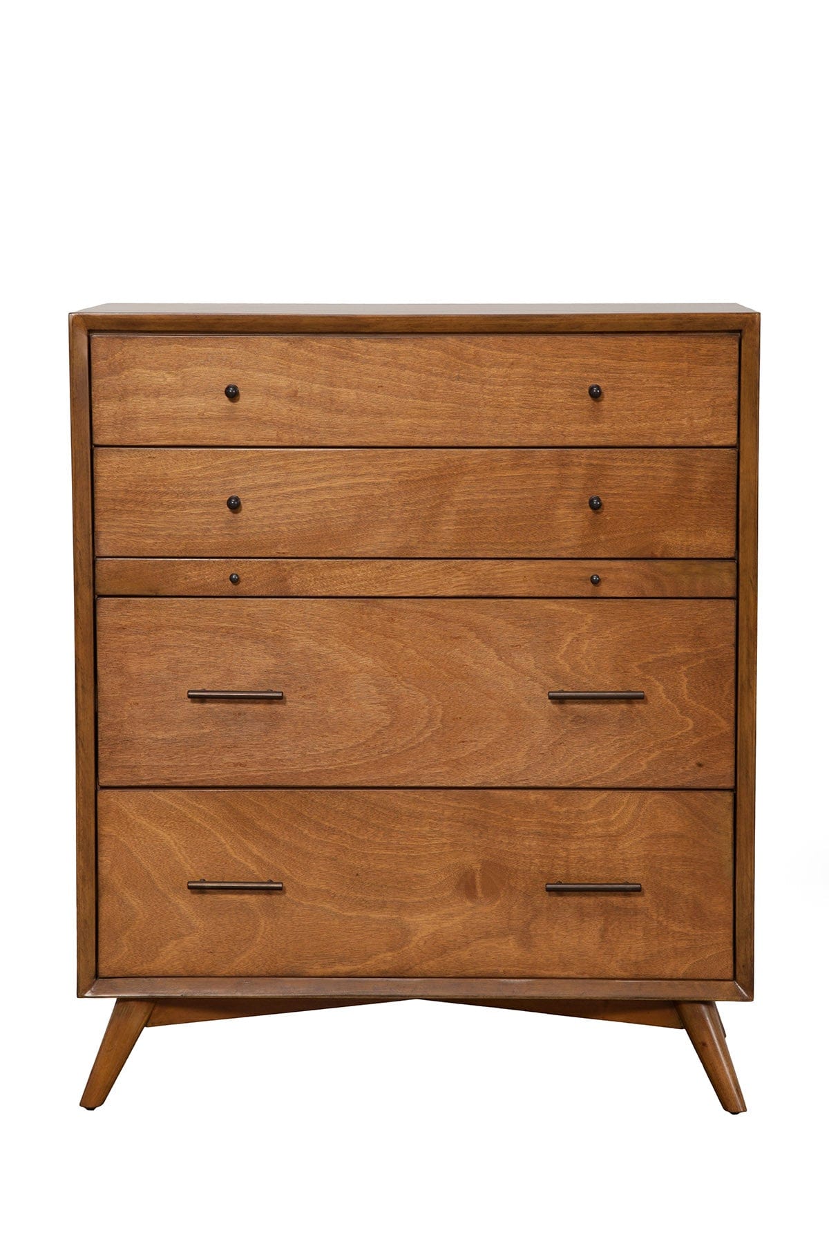 Flynn Mid Century Modern 4 Drawer Multifunction Chest w/Pull Out Tray, Acorn