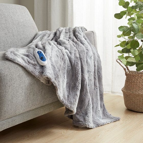 Zuri Oversized Faux Fur Heated Throw By Beautyrest
