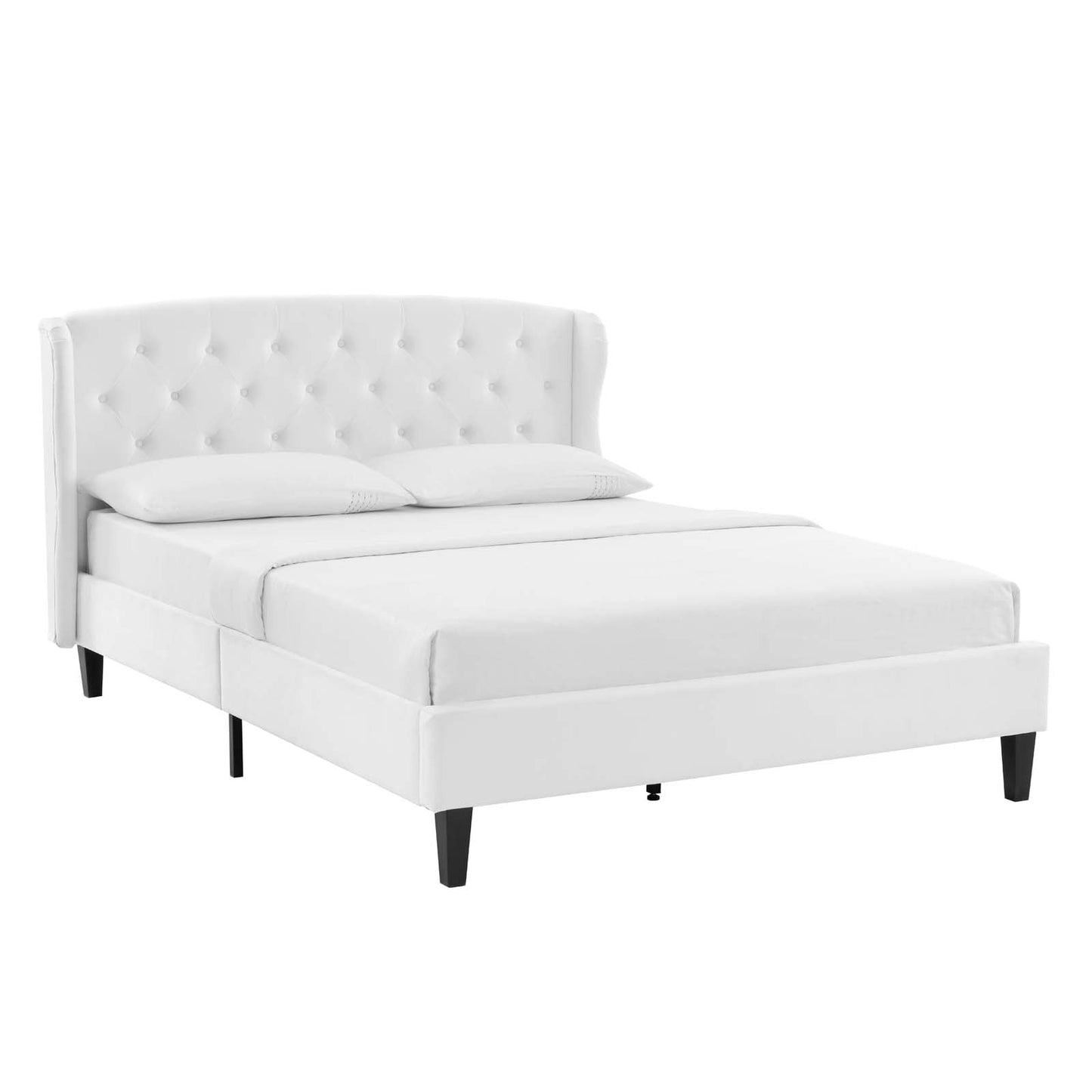 Penelope Queen Tufted Wingback Performance VelvetPlatform Bed