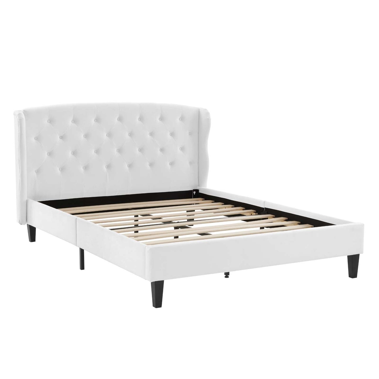 Penelope Queen Tufted Wingback Performance VelvetPlatform Bed