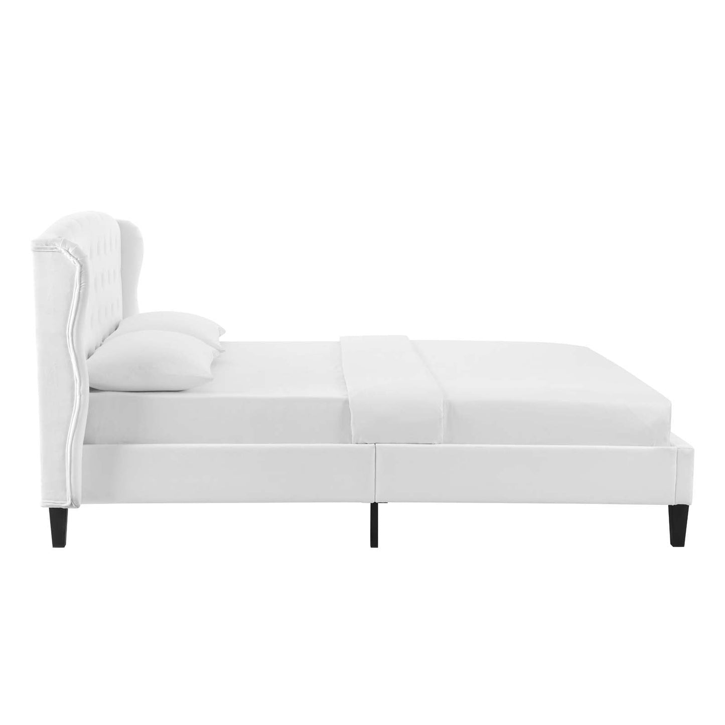 Penelope Queen Tufted Wingback Performance VelvetPlatform Bed
