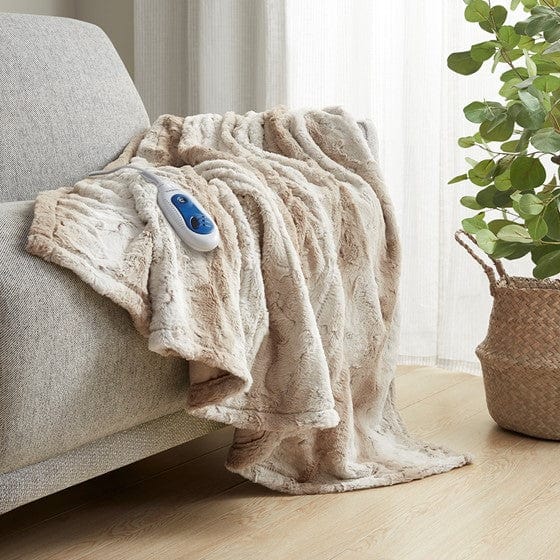Zuri Oversized Faux Fur Heated Throw By Beautyrest