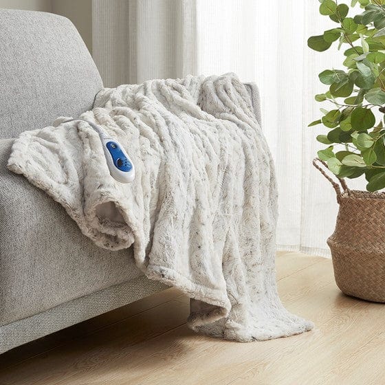 Zuri Oversized Faux Fur Heated Throw By Beautyrest