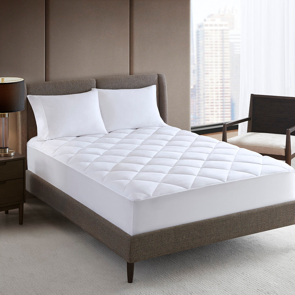 Bed Guardian Luxury white microfiber mattress pad with plush cushioning