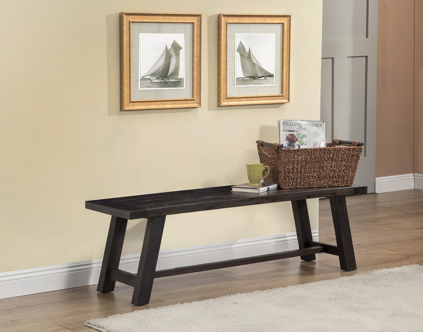 Alpine Furniture Newberry Bench, Dark Salvage Gray