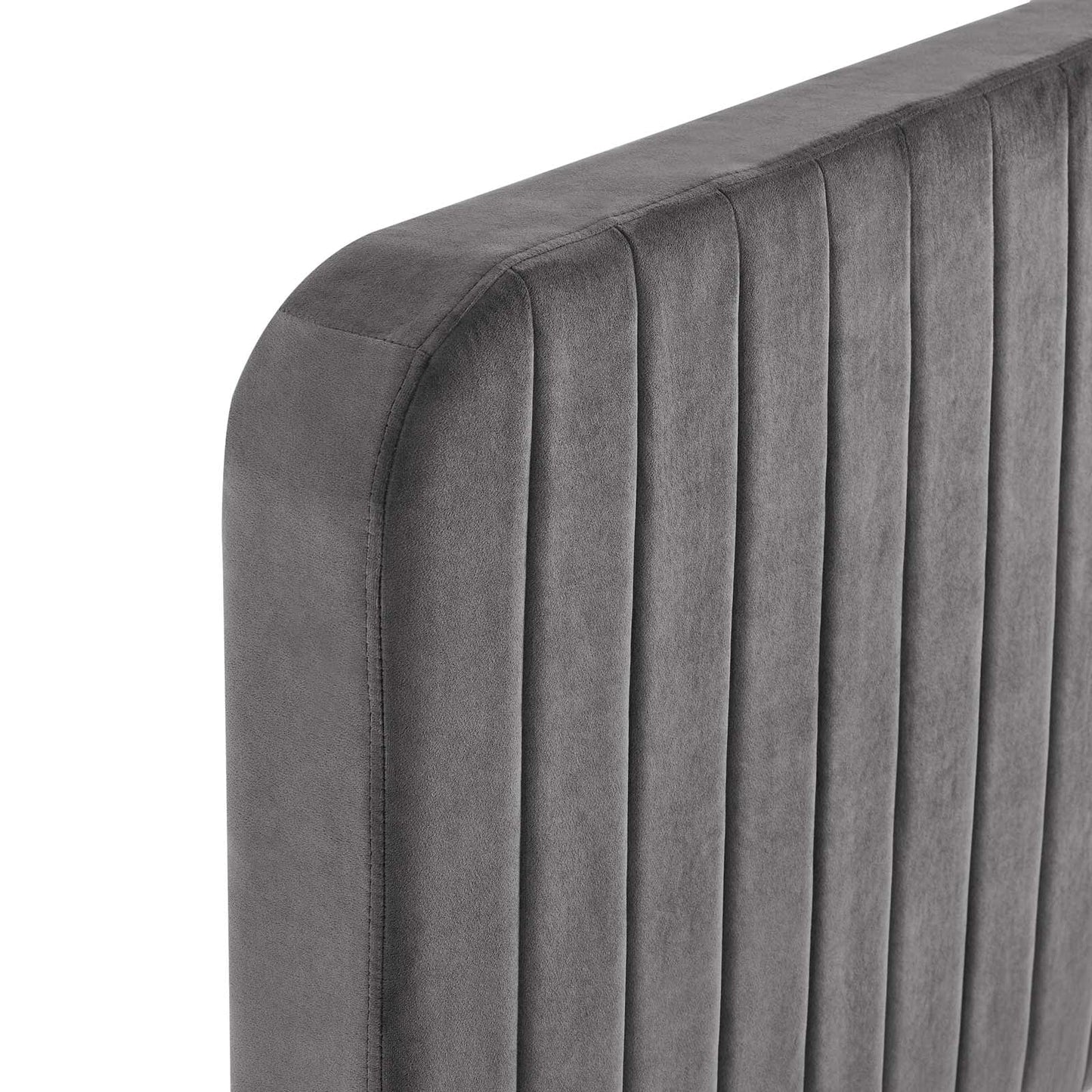 Gray King Celine Channel Tufted Performance Velvet Platform Bed by Modway