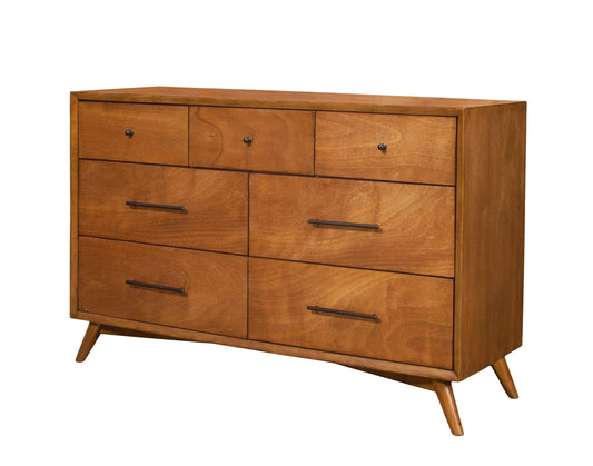 Alpine Furniture DRESSERS & CHEST Flynn Mid Century Modern 7 Drawer Dresser, Acorn 966-03
