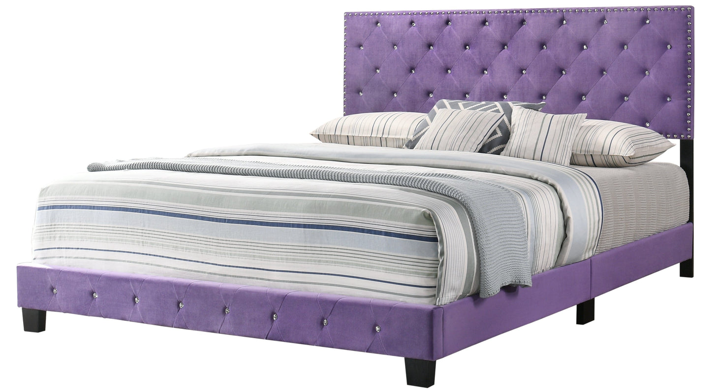 Glory Furniture Headboard PURPLE / 48"H X 80"W X 83"D Glory Furniture Suffolk G1402-KB-UP King Bed G1402-KB-UP