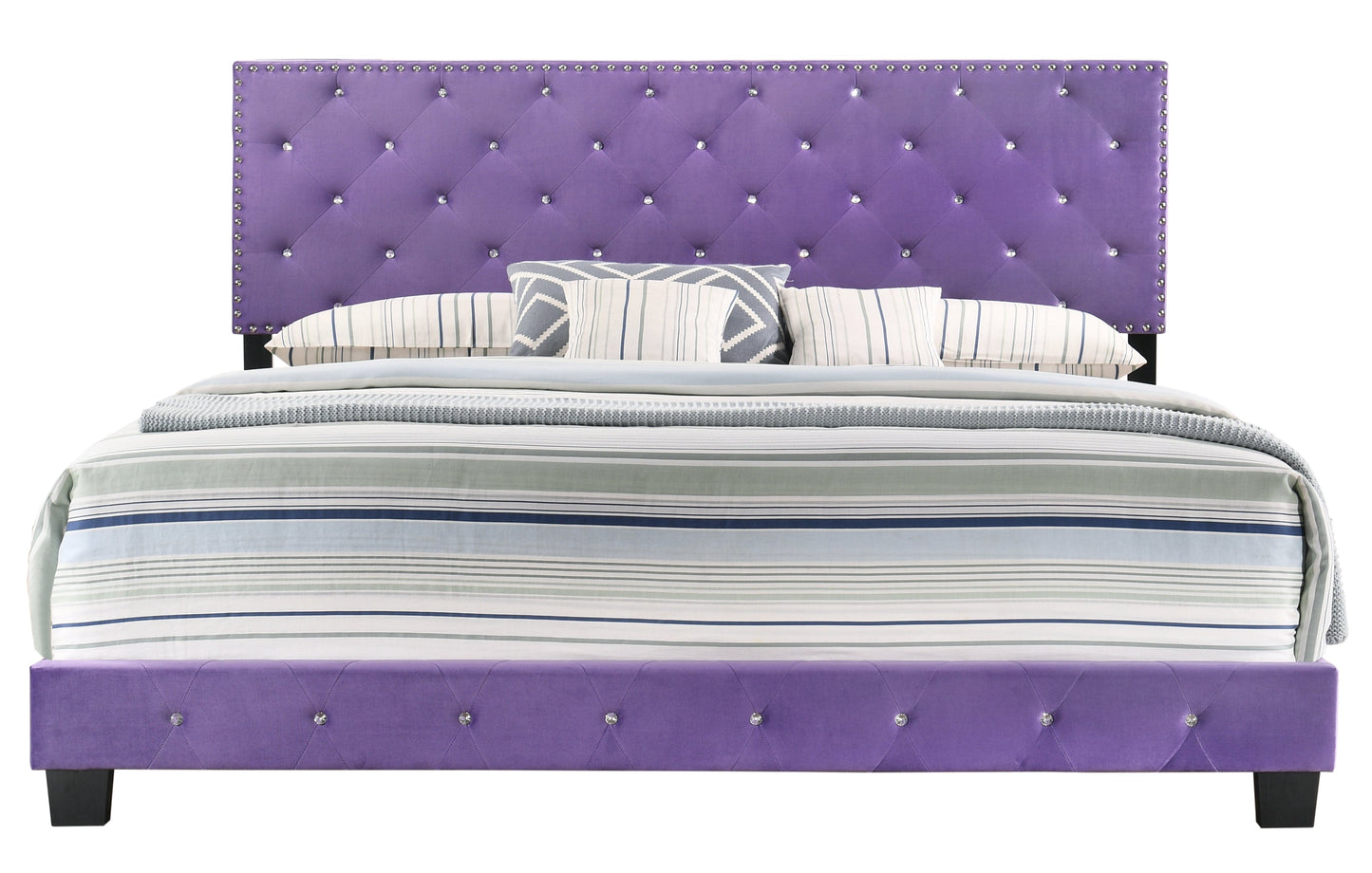 Glory Furniture Headboard PURPLE / 48"H X 80"W X 83"D Glory Furniture Suffolk G1402-KB-UP King Bed G1402-KB-UP