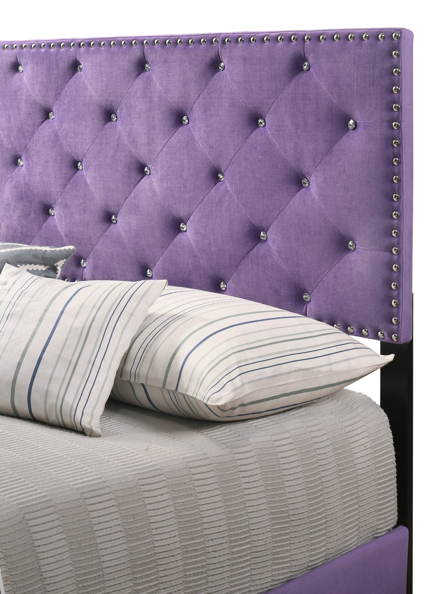 Glory Furniture Headboard PURPLE / 48"H X 80"W X 83"D Glory Furniture Suffolk G1402-KB-UP King Bed G1402-KB-UP