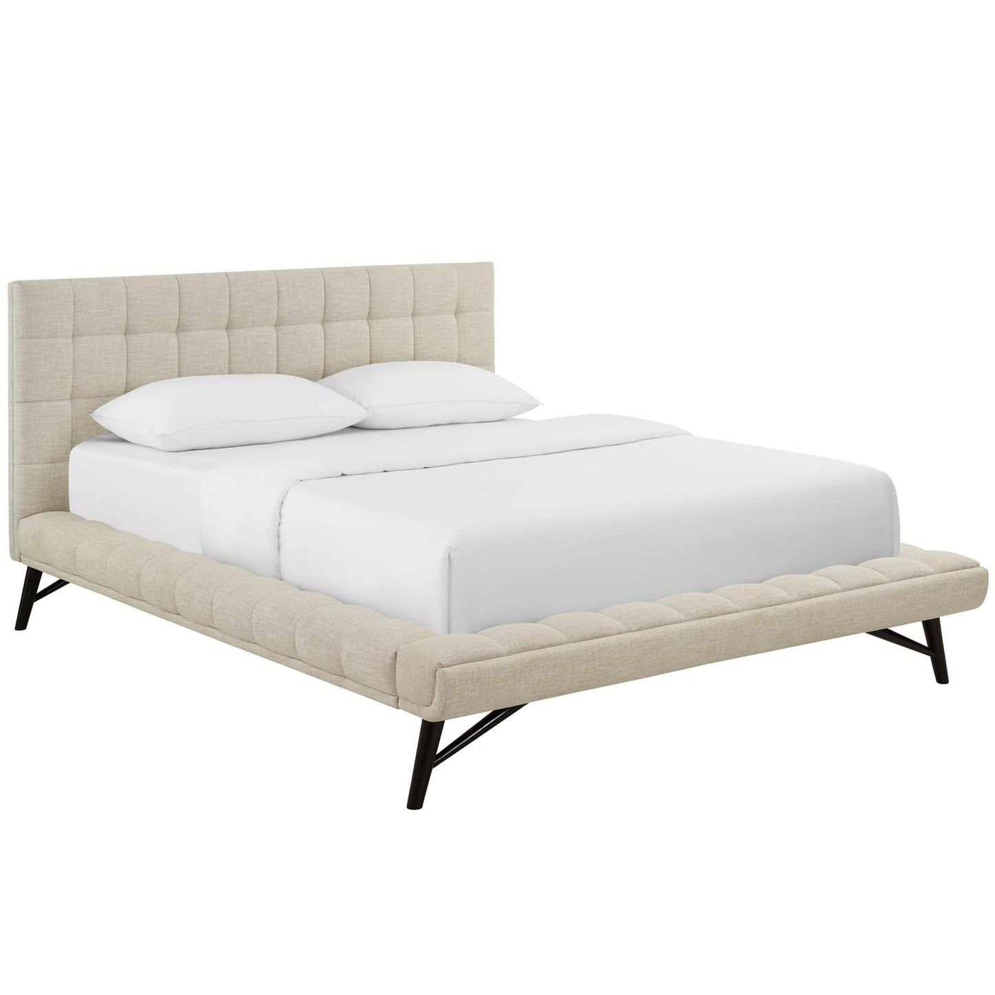 Modway Beds & Bed Frames Julia Queen Biscuit Tufted Upholstered Fabric Platform Bed