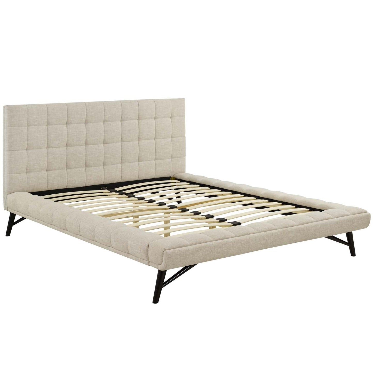 Modway Beds & Bed Frames Julia Queen Biscuit Tufted Upholstered Fabric Platform Bed