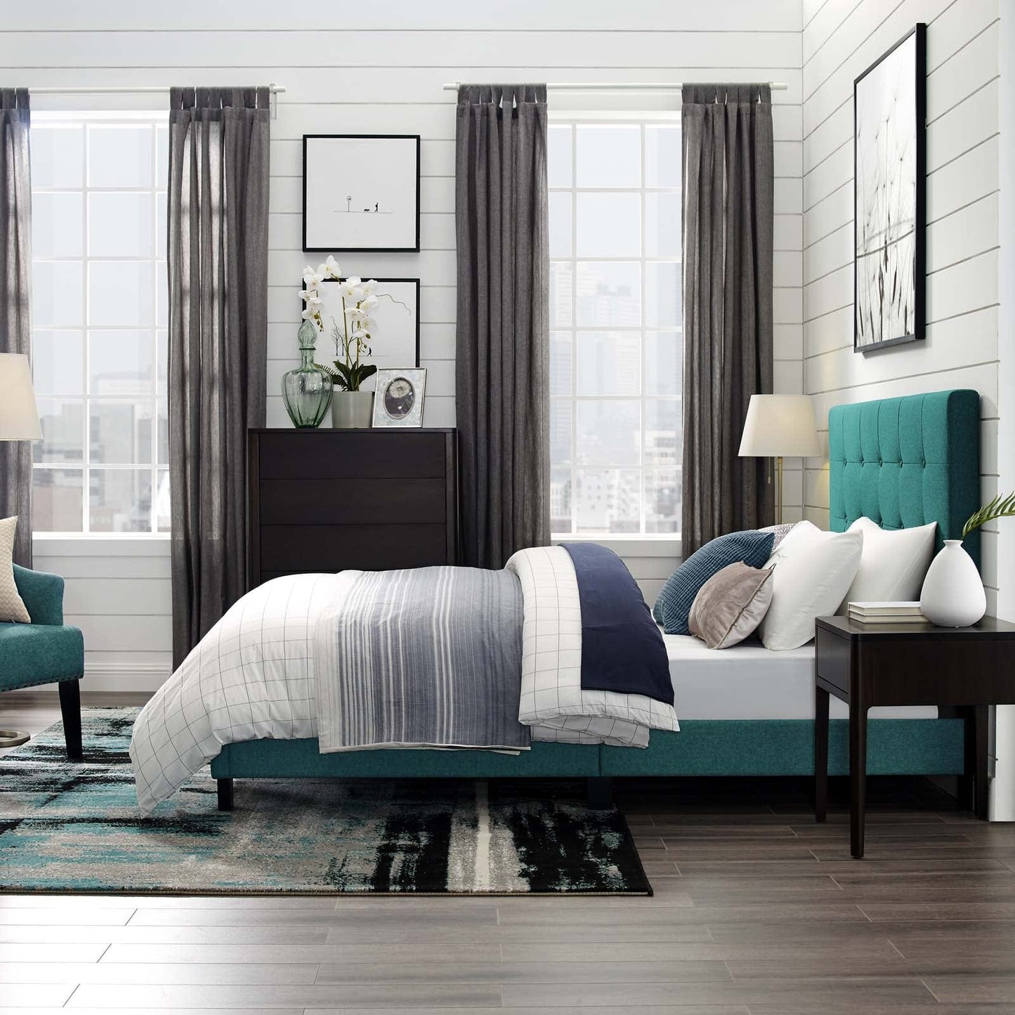 Modway Beds & Bed Frames Melanie Tufted Button Upholstered Fabric Platform Bed