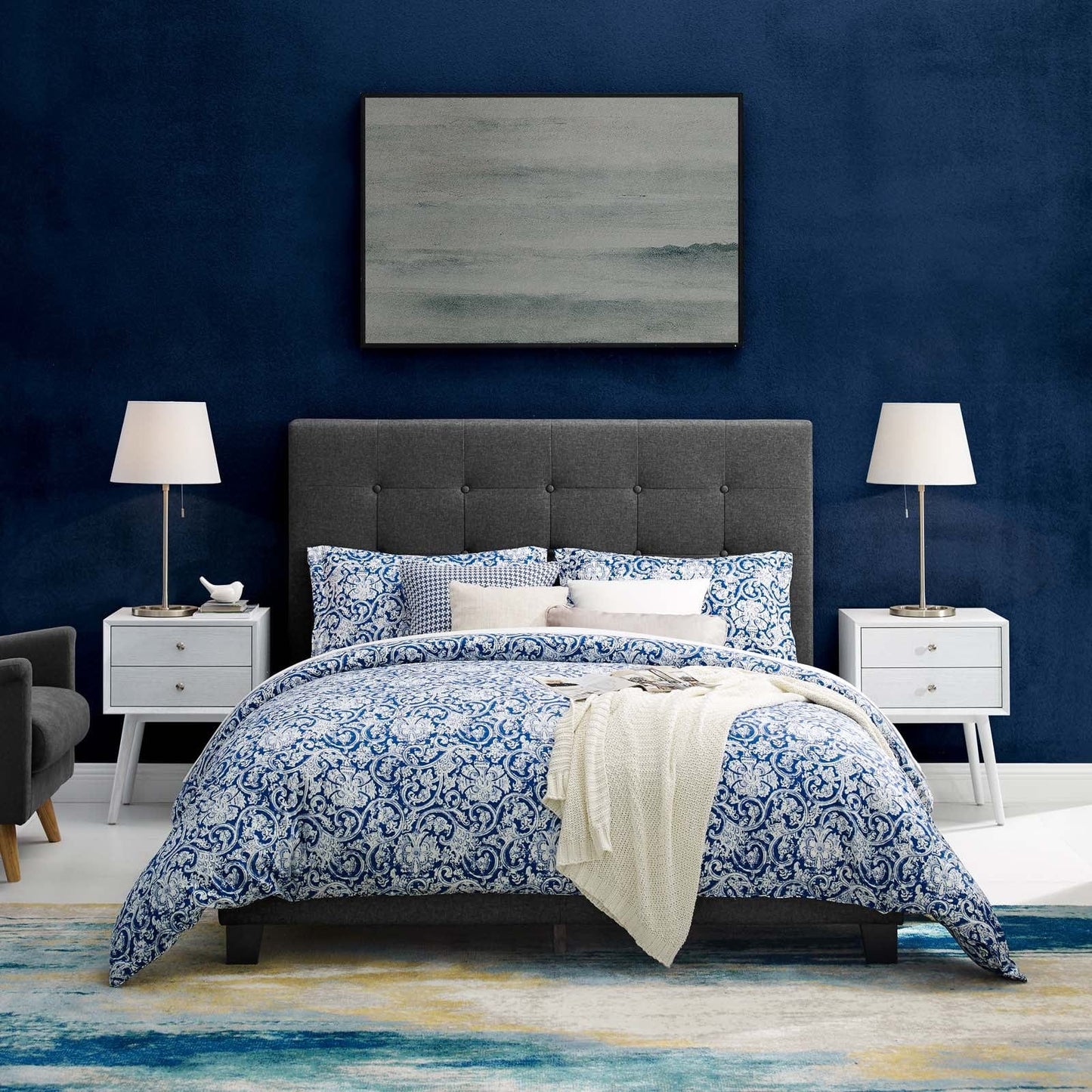 Modway Beds & Bed Frames Melanie Tufted Button Upholstered Fabric Platform Bed