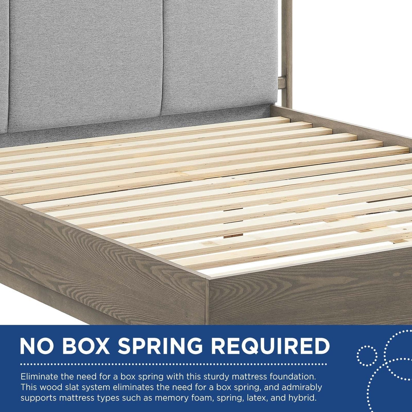 Modway Beds & Bed Frames Merritt Queen Upholstered Platform Bed MOD-6680-OAK-LGR