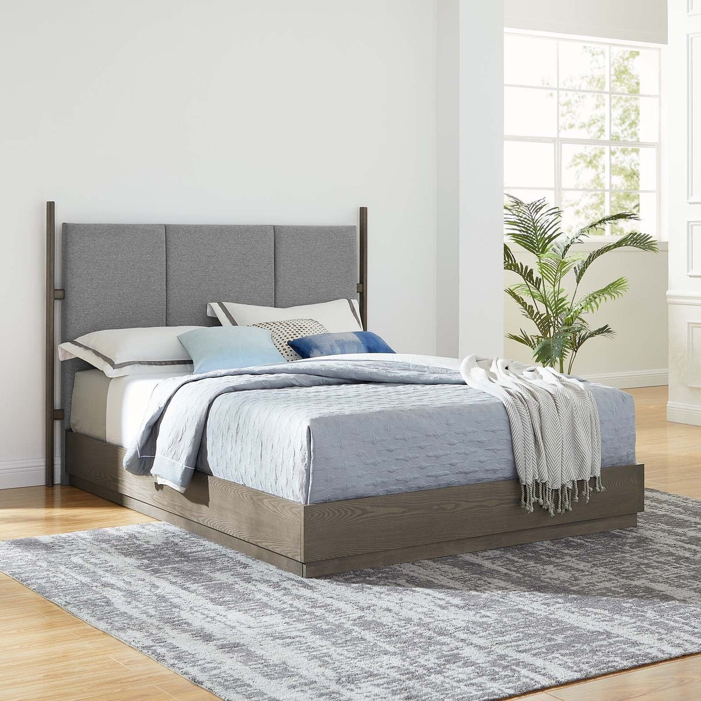 Modway Beds & Bed Frames Merritt Queen Upholstered Platform Bed MOD-6680-OAK-LGR