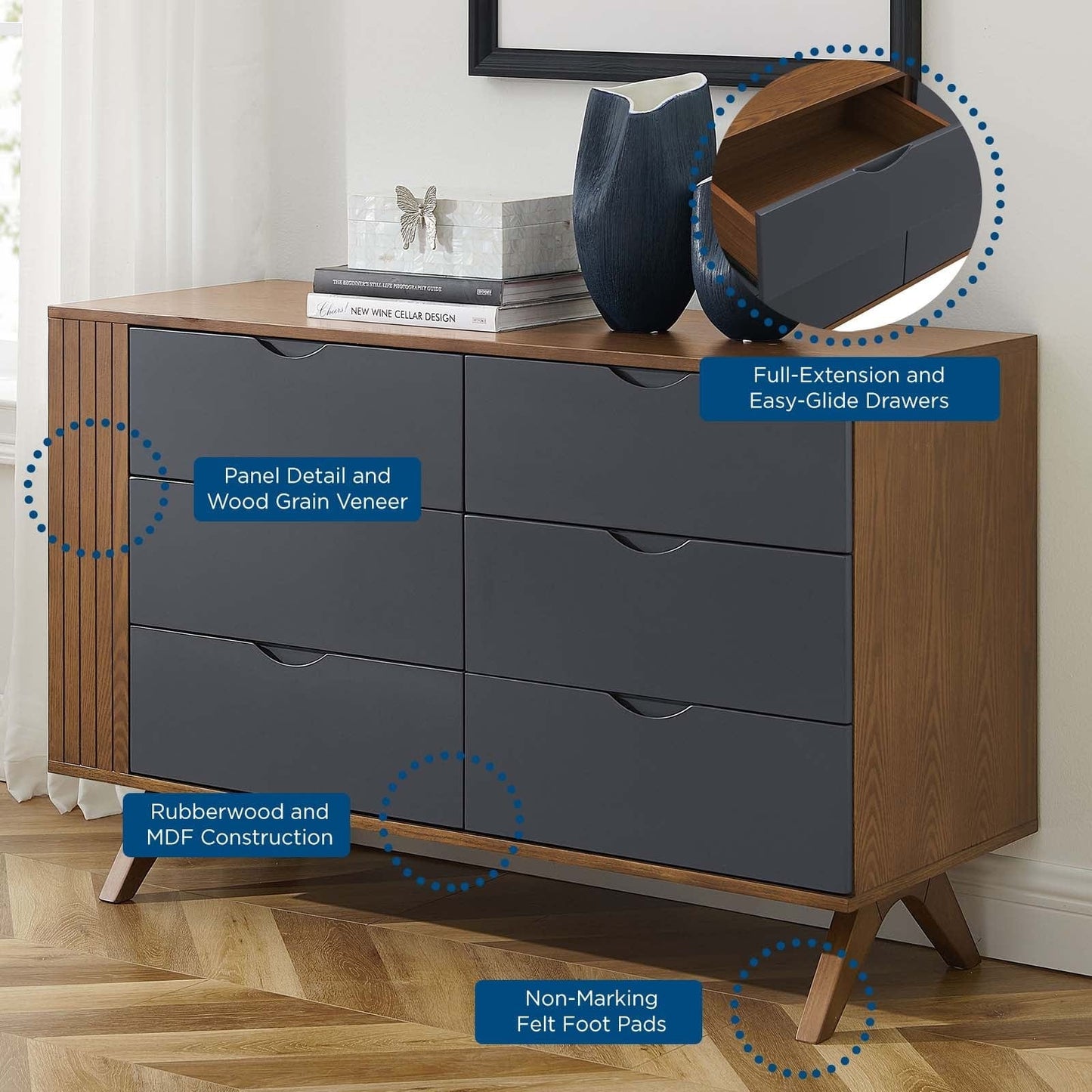Modway Dressers Dylan Dresser by Modway MOD-6677-WAL-GRY