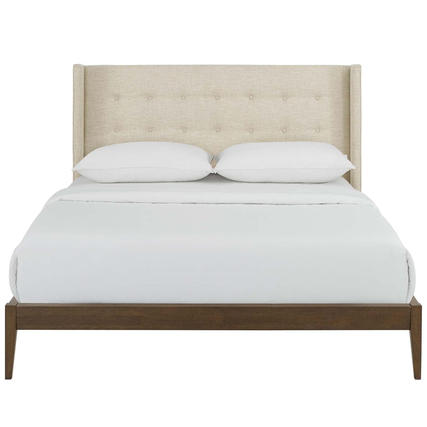 Modway Hadley Wingback Upholstered Polyester Fabric Platform Bed MOD-6003-BEI