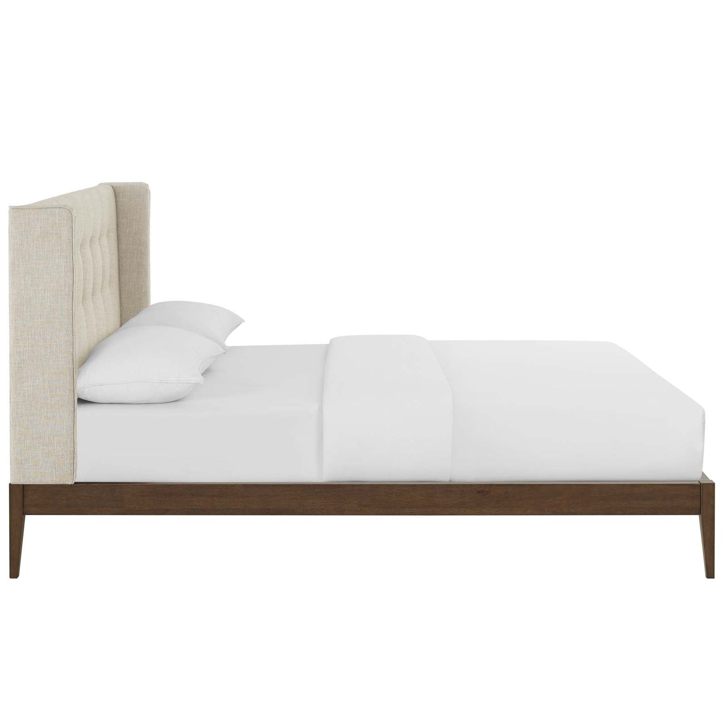 Modway Hadley Wingback Upholstered Polyester Fabric Platform Bed MOD-6003-BEI