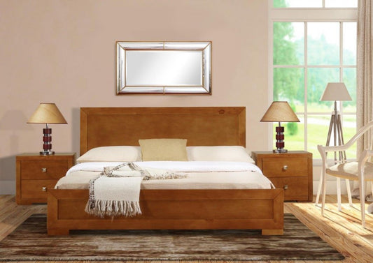Trent Wooden Queen Platform Bed in Oak