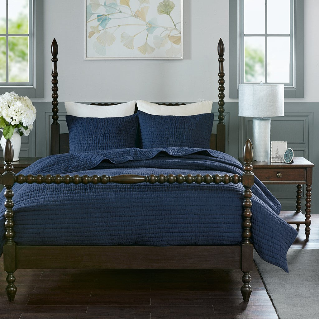 Madison Park Signature Serene 3 Piece Hand Quilted Cotton Quilt Set