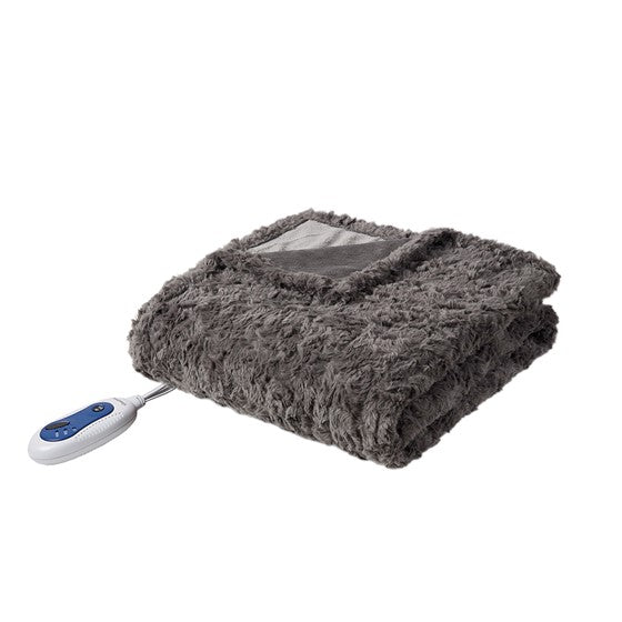 Zuri Oversized Faux Fur Heated Throw By Beautyrest