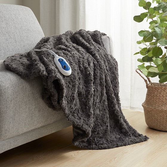 Zuri Oversized Faux Fur Heated Throw By Beautyrest