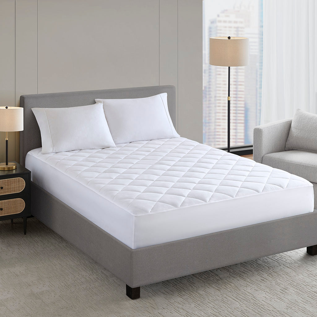 Bed Guardian Premium white microfiber mattress pad with quilted cushioning