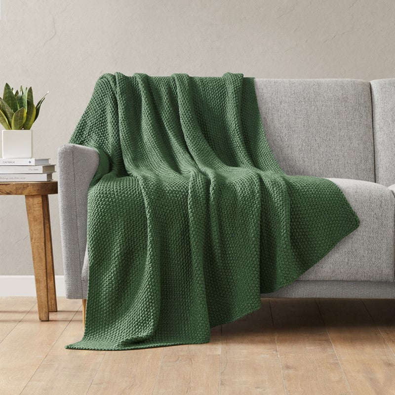 INK+IVY Bree Knit Throw Blanket - Green
