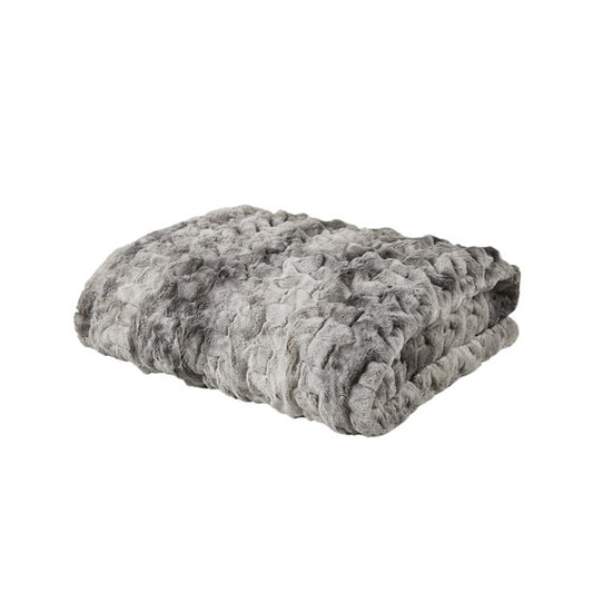 Ruched Faux Fur Throw Blanket