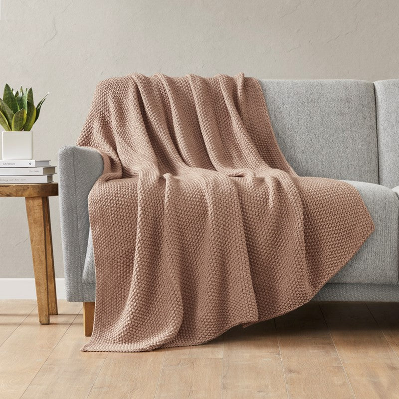 INK+IVY Bree Knit Throw Blanket - Brown