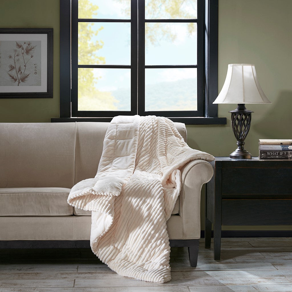 Madison Park Parker Oversized Plush Down Alternative Filled Throw