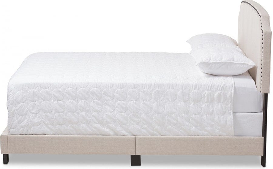 Baxton Studio Queen Odette Modern and Contemporary Light Beige Fabric Upholstered Bed