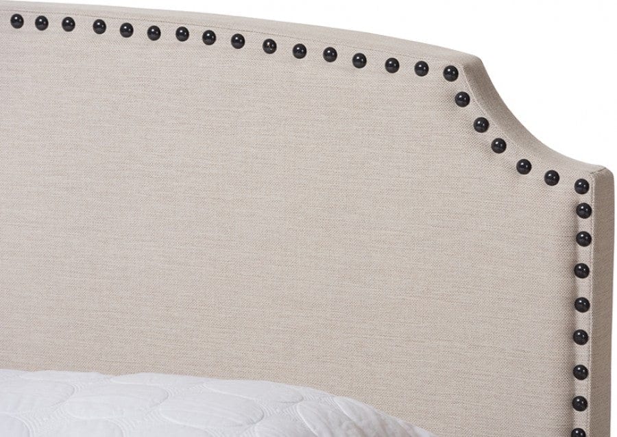 Baxton Studio Queen Odette Modern and Contemporary Light Beige Fabric Upholstered Bed