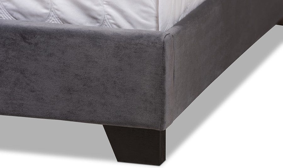 Baxton Studio Queen Candace Luxe and Glamour Dark Grey Velvet Upholstered Bed