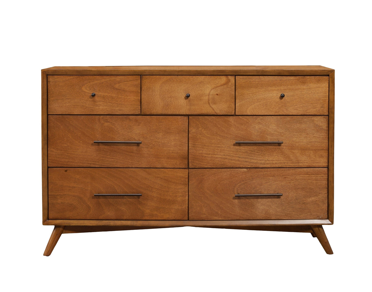 Alpine Furniture DRESSERS & CHEST Flynn Mid Century Modern 7 Drawer Dresser, Acorn 966-03