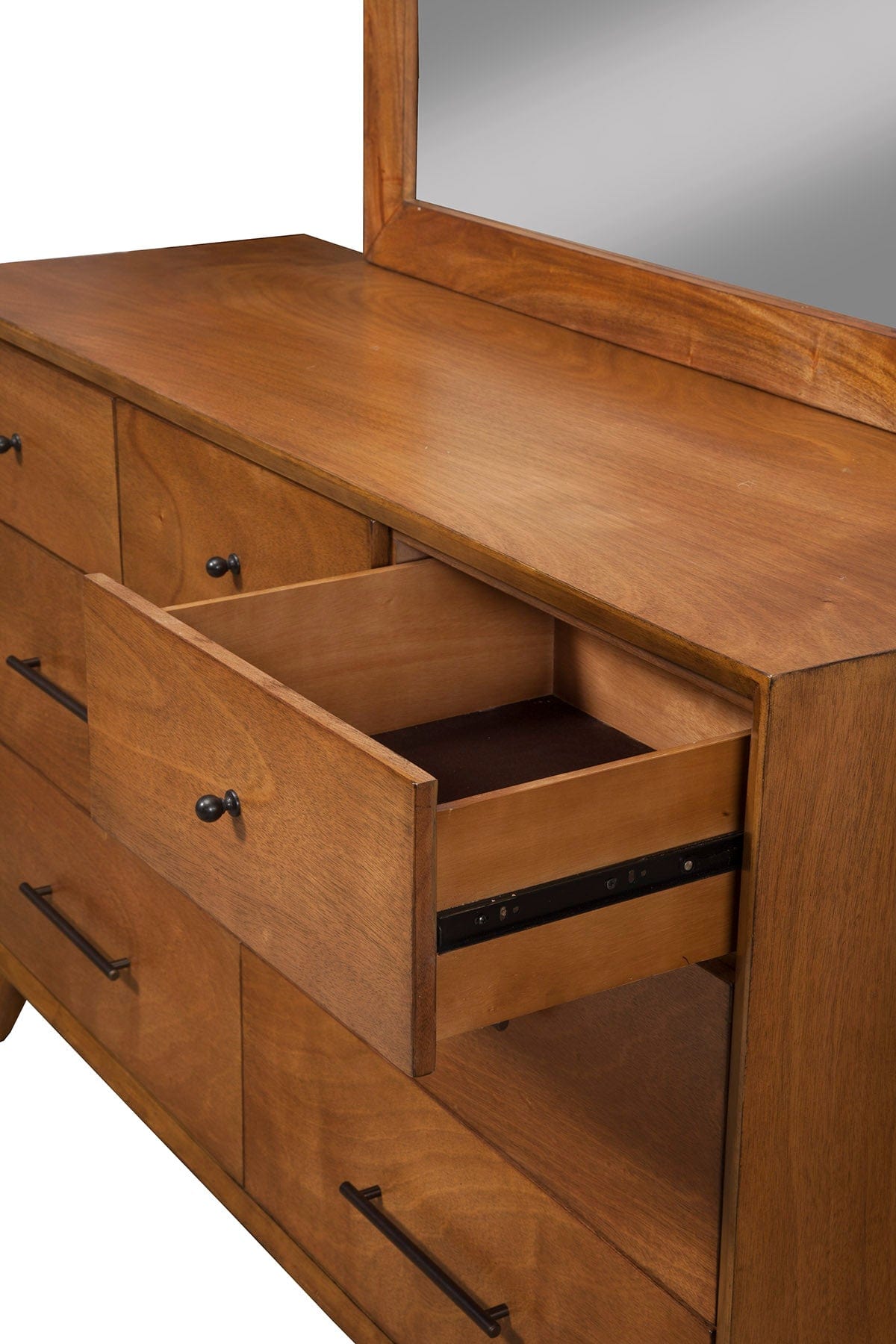 Alpine Furniture DRESSERS & CHEST Flynn Mid Century Modern 7 Drawer Dresser, Acorn 966-03