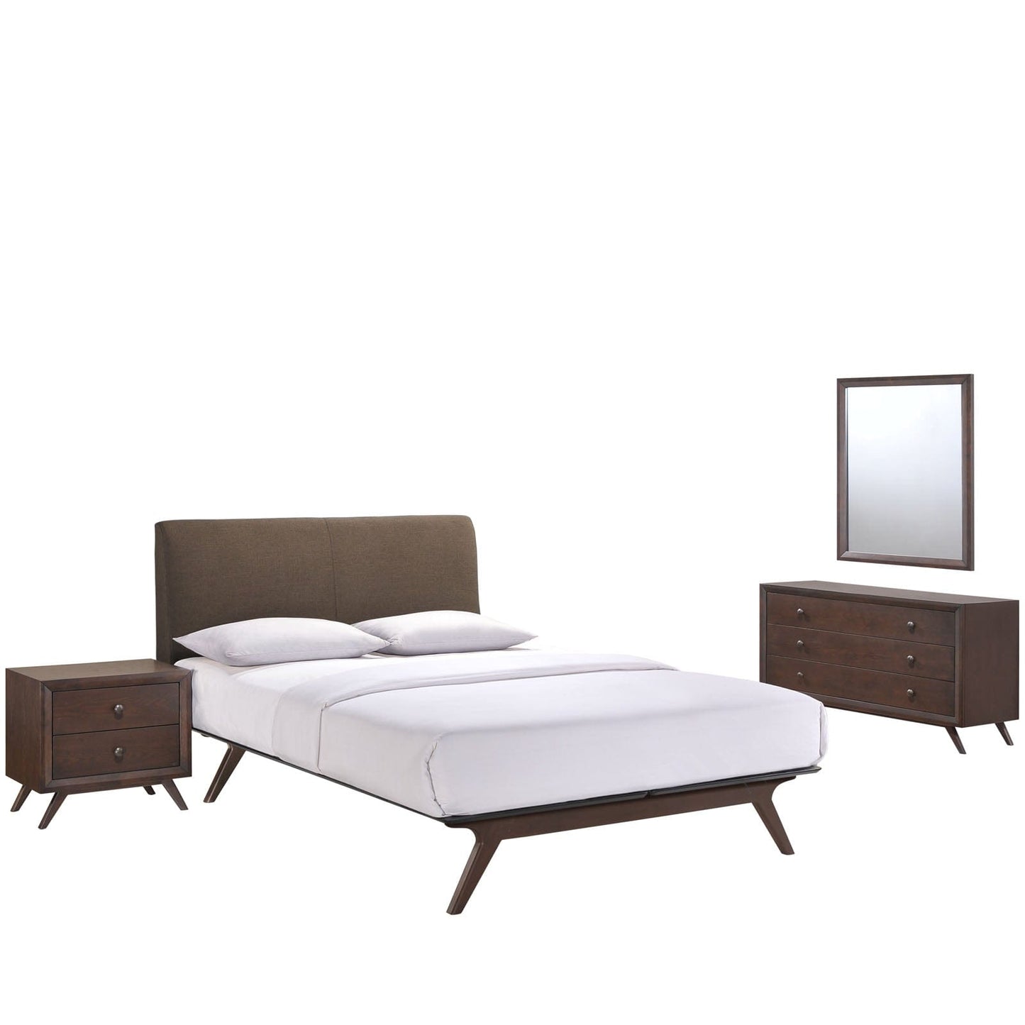 Modway Bedroom Furniture Sets Tracy 4 Piece Queen Bedroom Set MOD-5264-CAP-BRN-SET