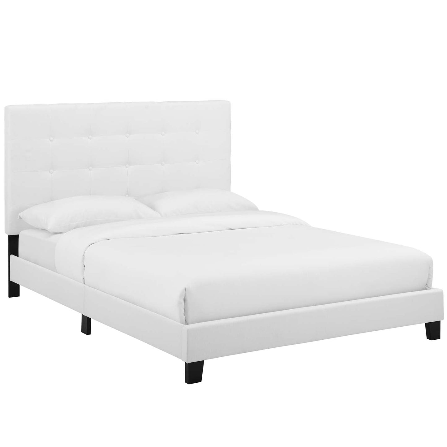 Modway Beds & Bed Frames King / White Melanie Tufted Button Upholstered Fabric Platform Bed MOD-5994-WHI