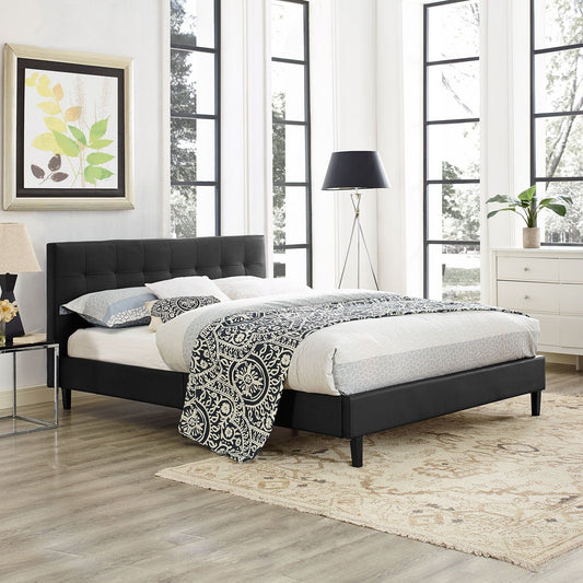 Modway Beds & Bed Frames Linnea Queen Faux Leather Bed MOD-5425-BLK